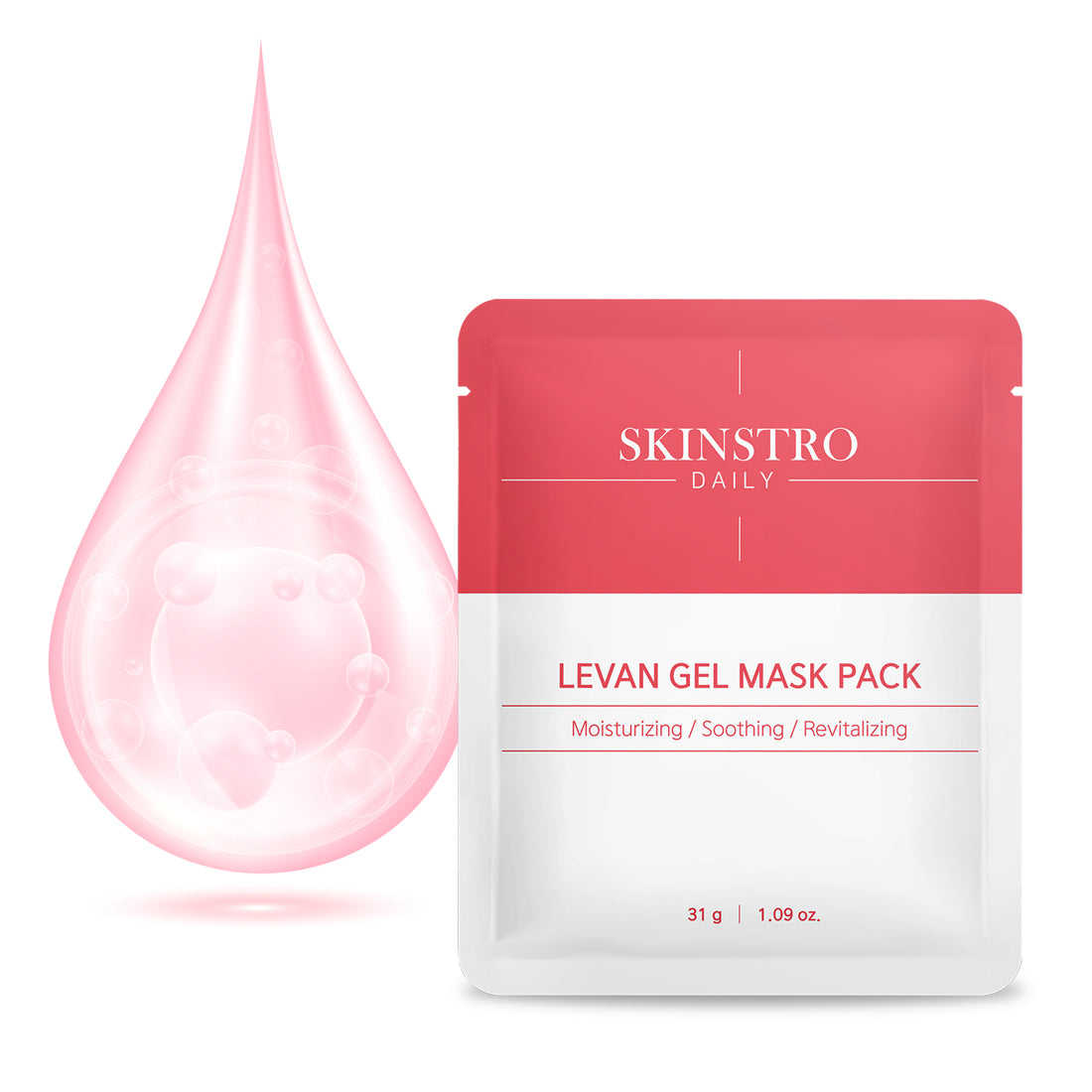 Skinstro Levan Gel Mask Pack of 10 | Deep Hydration & Cooling Soothing Gel Sheet | Super Adherence Mask for Dry & Heated Skin | Korean Skincare Overnight Hydration Mask