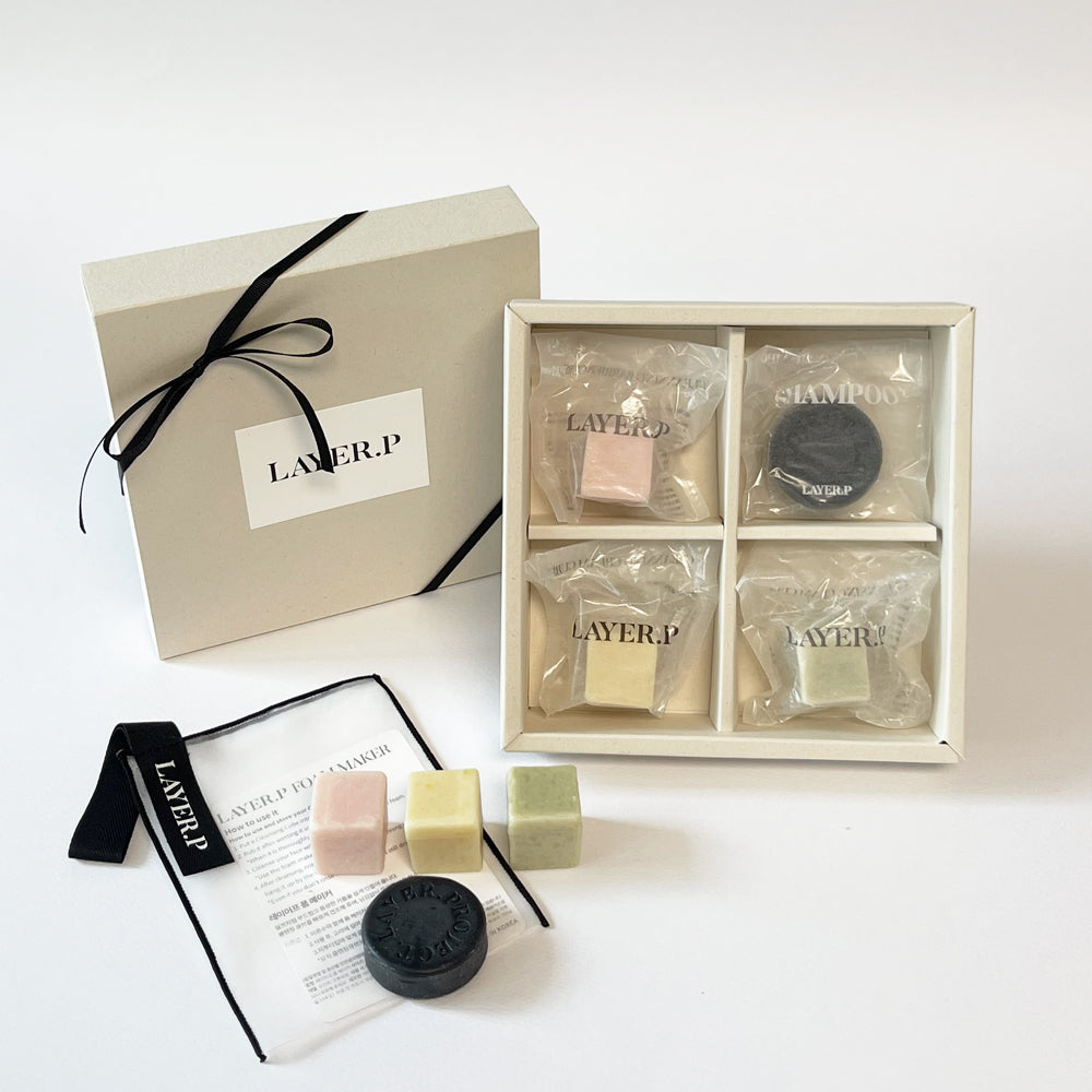 LAYER.P Starter Set (3 Cubes + 2 Shampoo Bars + Foam Maker)