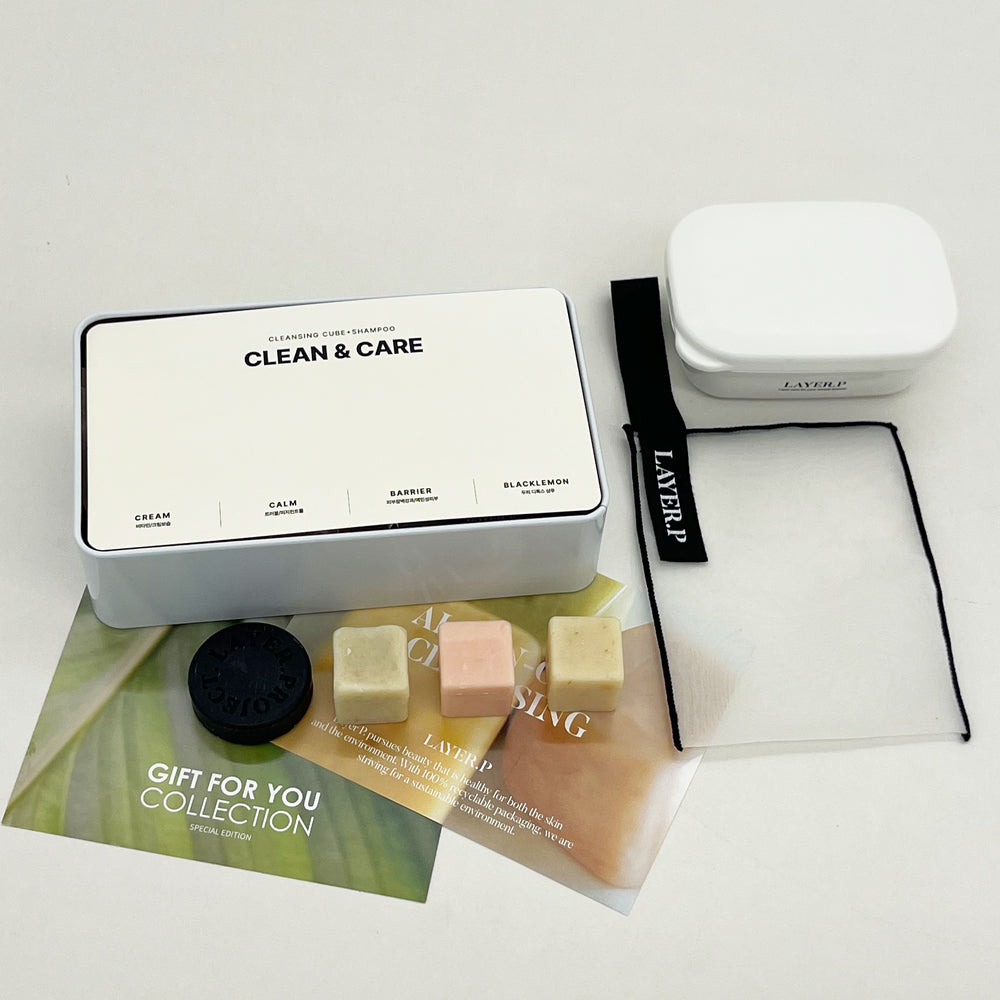 LAYER.P Tin Case Edition Set (4 Cubes + 3 Shampoo Bars + Foam Maker)