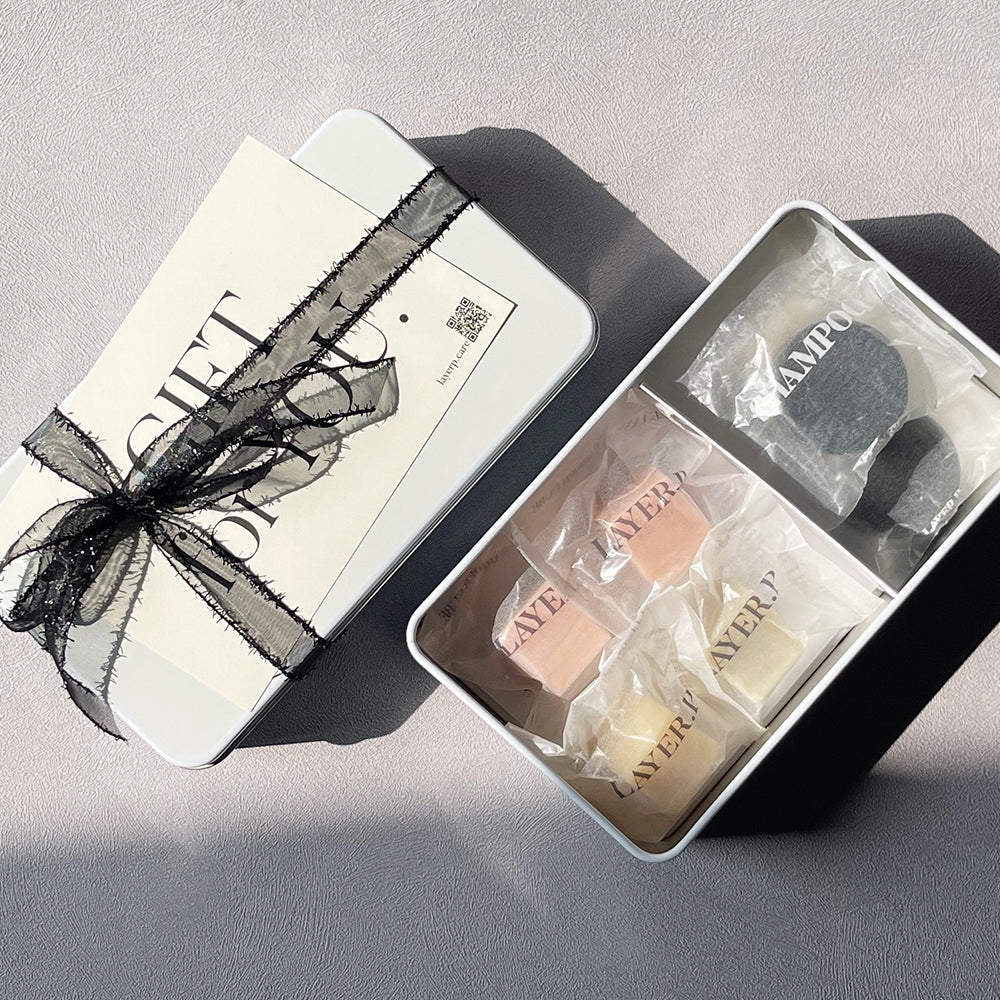 LAYER.P Tin Case Edition Set (4 Cubes + 3 Shampoo Bars + Foam Maker)