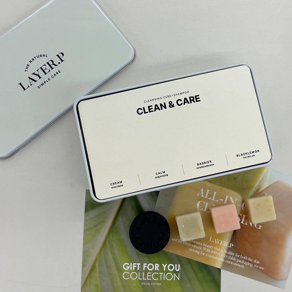 LAYER.P Tin Case Edition Set (4 Cubes + 3 Shampoo Bars + Foam Maker)